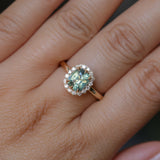 1.53ct Parti Cushion Untreated Madagascar Sapphire Antique-Style Diamond Halo Ring in 14k Yellow Gold