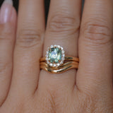 1.53ct Parti Cushion Untreated Madagascar Sapphire Antique-Style Diamond Halo Ring in 14k Yellow Gold
