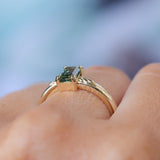 0.98ct Australian Emerald Cut Parti Sapphire Low Profile Four Prong Spring Bloom Solitaire in 14k Yellow Gold