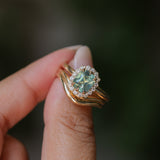 1.53ct Parti Cushion Untreated Madagascar Sapphire Antique-Style Diamond Halo Ring in 14k Yellow Gold