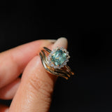 1.53ct Parti Cushion Untreated Madagascar Sapphire Antique-Style Diamond Halo Ring in 14k Yellow Gold