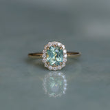 1.53ct Parti Cushion Untreated Madagascar Sapphire Antique-Style Diamond Halo Ring in 14k Yellow Gold