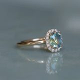1.53ct Parti Cushion Untreated Madagascar Sapphire Antique-Style Diamond Halo Ring in 14k Yellow Gold