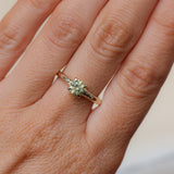 0.84ct Round Light Green Montana Sapphire Low Profile Four Prong Spring Bloom Solitaire in 14k Yellow Gold