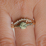 0.84ct Round Light Green Montana Sapphire Low Profile Four Prong Spring Bloom Solitaire in 14k Yellow Gold