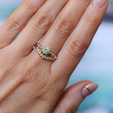 0.84ct Round Light Green Montana Sapphire Low Profile Four Prong Spring Bloom Solitaire in 14k Yellow Gold