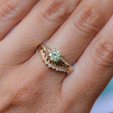 0.84ct Round Light Green Montana Sapphire Low Profile Four Prong Spring Bloom Solitaire in 14k Yellow Gold