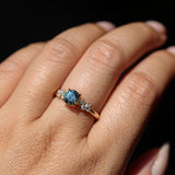 1.01ct Light Teal Montana Sapphire and Diamond Starry Night Low Profile Solitaire in 14k Yellow Gold