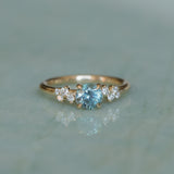 1.01ct Light Teal Montana Sapphire and Diamond Starry Night Low Profile Solitaire in 14k Yellow Gold