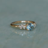 1.01ct Light Teal Montana Sapphire and Diamond Starry Night Low Profile Solitaire in 14k Yellow Gold