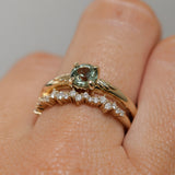 0.79ct Round Light Green Montana Sapphire Low Profile Four Prong Spring Bloom Solitaire in 14k Yellow Gold