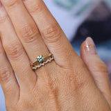 0.79ct Round Light Green Montana Sapphire Low Profile Four Prong Spring Bloom Solitaire in 14k Yellow Gold