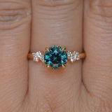 2.15ct Round Madagascar Sapphire and Diamond Starry Night Low Profile Solitaire in 14k Yellow Gold