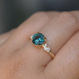 2.15ct Round Madagascar Sapphire and Diamond Starry Night Low Profile Solitaire in 14k Yellow Gold