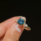 2.15ct Round Madagascar Sapphire and Diamond Starry Night Low Profile Solitaire in 14k Yellow Gold