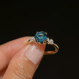 2.15ct Round Madagascar Sapphire and Diamond Starry Night Low Profile Solitaire in 14k Yellow Gold