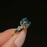 2.15ct Round Madagascar Sapphire and Diamond Starry Night Low Profile Solitaire in 14k Yellow Gold