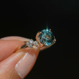 2.15ct Round Madagascar Sapphire and Diamond Starry Night Low Profile Solitaire in 14k Yellow Gold