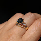 2.15ct Round Madagascar Sapphire and Diamond Starry Night Low Profile Solitaire in 14k Yellow Gold