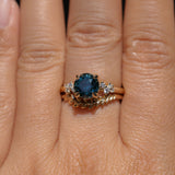 2.15ct Round Madagascar Sapphire and Diamond Starry Night Low Profile Solitaire in 14k Yellow Gold