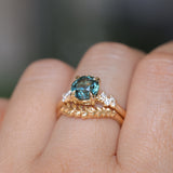 2.15ct Round Madagascar Sapphire and Diamond Starry Night Low Profile Solitaire in 14k Yellow Gold