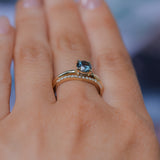 0.98ct Deep Teal Blue to Purple Montana Sapphire Low Profile 4 Prong Solitaire in 14k Yellow Gold