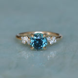 2.15ct Round Madagascar Sapphire and Diamond Starry Night Low Profile Solitaire in 14k Yellow Gold