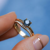 0.98ct Deep Teal Blue to Purple Montana Sapphire Low Profile 4 Prong Solitaire in 14k Yellow Gold