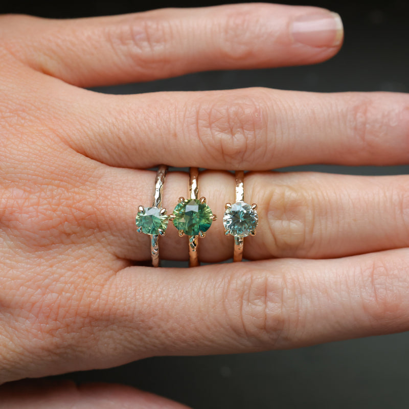 2.0ct Oval Untreated Green Parti Madagascar Sapphire Six Prong Evergreen Solitaire in 14k Yellow Gold