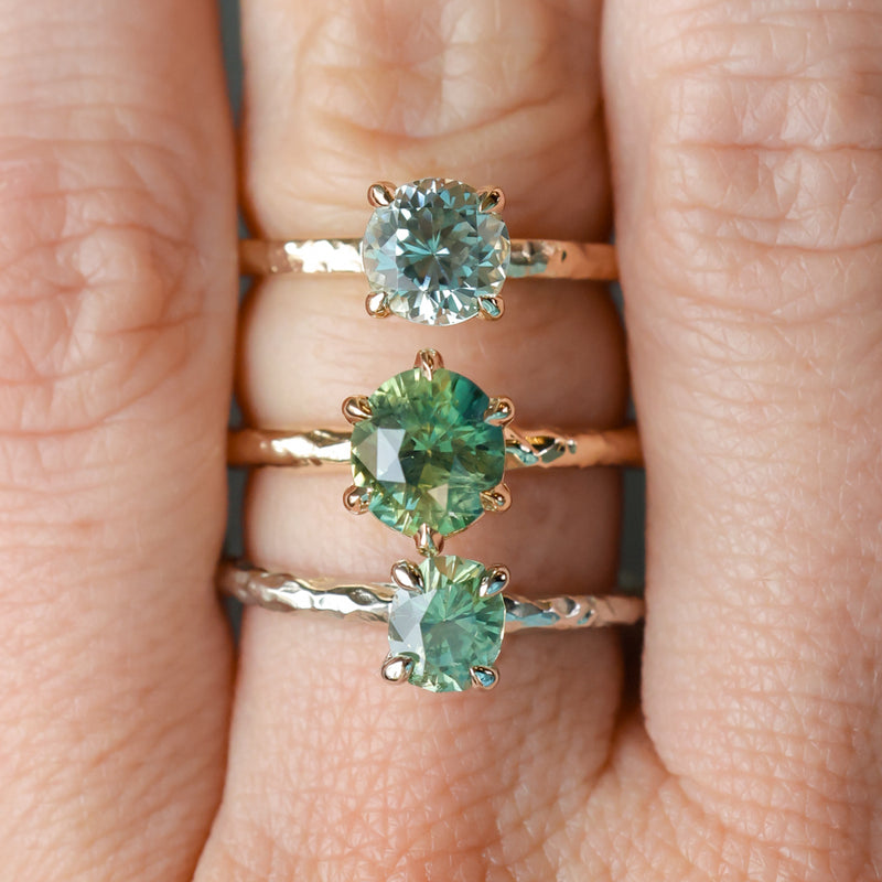 2.0ct Oval Untreated Green Parti Madagascar Sapphire Six Prong Evergreen Solitaire in 14k Yellow Gold