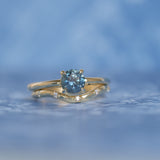 0.98ct Deep Teal Blue to Purple Montana Sapphire Low Profile 4 Prong Solitaire in 14k Yellow Gold