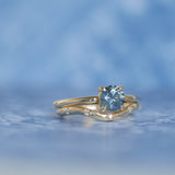 0.98ct Deep Teal Blue to Purple Montana Sapphire Low Profile 4 Prong Solitaire in 14k Yellow Gold