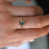 2.07ct Radiant Cut Untreated Tanzanian Sapphire Low Profile Six Prong Split Shank Solitaire in 14k Yellow Gold