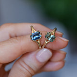 2.07ct Radiant Cut Untreated Tanzanian Sapphire Low Profile Six Prong Split Shank Solitaire in 14k Yellow Gold