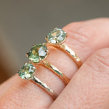 1.44ct Round Precision Cut Montana Sapphire Flat Band 4 Prong Solitaire Evergreen Ring in 14k Yellow Gold