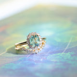 1.53ct Parti Cushion Untreated Madagascar Sapphire Antique-Style Diamond Halo Ring in 14k Yellow Gold