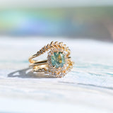 1.53ct Parti Cushion Untreated Madagascar Sapphire Antique-Style Diamond Halo Ring in 14k Yellow Gold