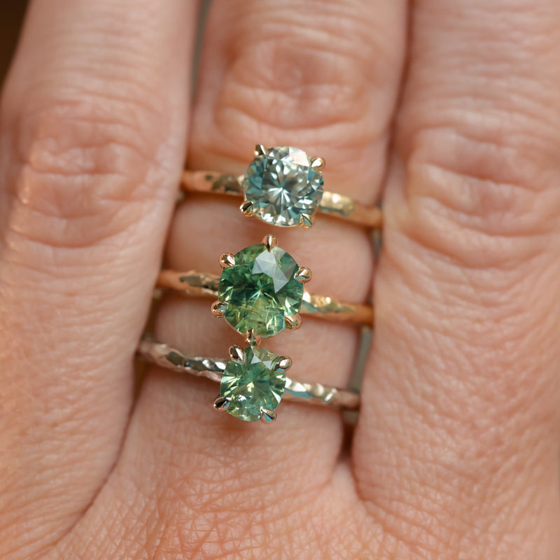 2.0ct Oval Untreated Green Parti Madagascar Sapphire Six Prong Evergreen Solitaire in 14k Yellow Gold