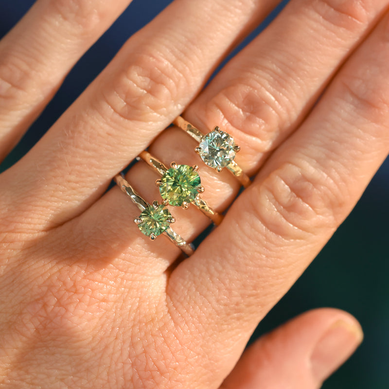 2.0ct Oval Untreated Green Parti Madagascar Sapphire Six Prong Evergreen Solitaire in 14k Yellow Gold