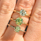 1.44ct Round Precision Cut Montana Sapphire Flat Band 4 Prong Solitaire Evergreen Ring in 14k Yellow Gold