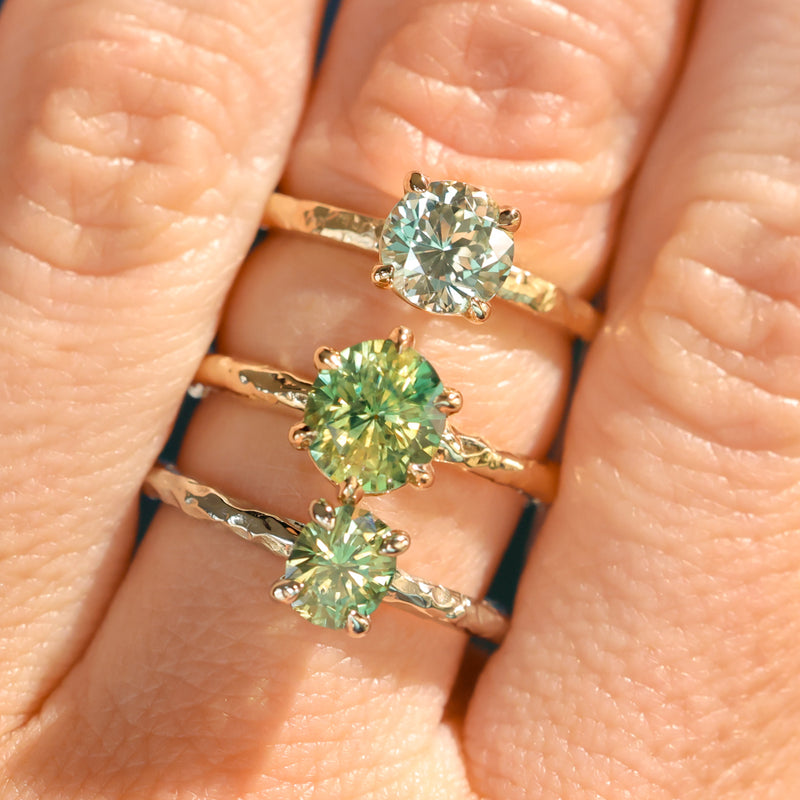 2.0ct Oval Untreated Green Parti Madagascar Sapphire Six Prong Evergreen Solitaire in 14k Yellow Gold