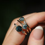 0.81ct Blue Montana Sapphire and Princess Cut Diamond Rapids Low Profile Ring in 14k Yellow Gold