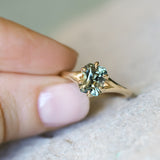 2.07ct Radiant Cut Untreated Tanzanian Sapphire Low Profile Six Prong Split Shank Solitaire in 14k Yellow Gold