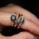0.81ct Blue Montana Sapphire and Princess Cut Diamond Rapids Low Profile Ring in 14k Yellow Gold