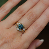 2.15ct Round Madagascar Sapphire and Diamond Starry Night Low Profile Solitaire in 14k Yellow Gold