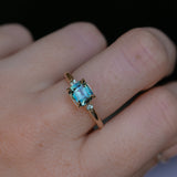1.65ct Cushion Cut Untreated Madagascar Parti Sapphire and Light Blue Sapphire Low Profile East-West Ring in 14k Yellow Gold