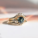 2.15ct Round Madagascar Sapphire and Diamond Starry Night Low Profile Solitaire in 14k Yellow Gold