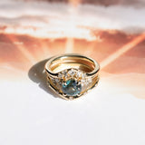 2.15ct Round Madagascar Sapphire and Diamond Starry Night Low Profile Solitaire in 14k Yellow Gold