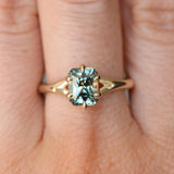 2.07ct Radiant Cut Untreated Tanzanian Sapphire Low Profile Six Prong Split Shank Solitaire in 14k Yellow Gold