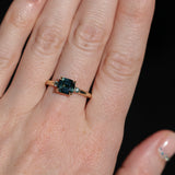 1.65ct Cushion Cut Untreated Madagascar Parti Sapphire and Light Blue Sapphire Low Profile East-West Ring in 14k Yellow Gold